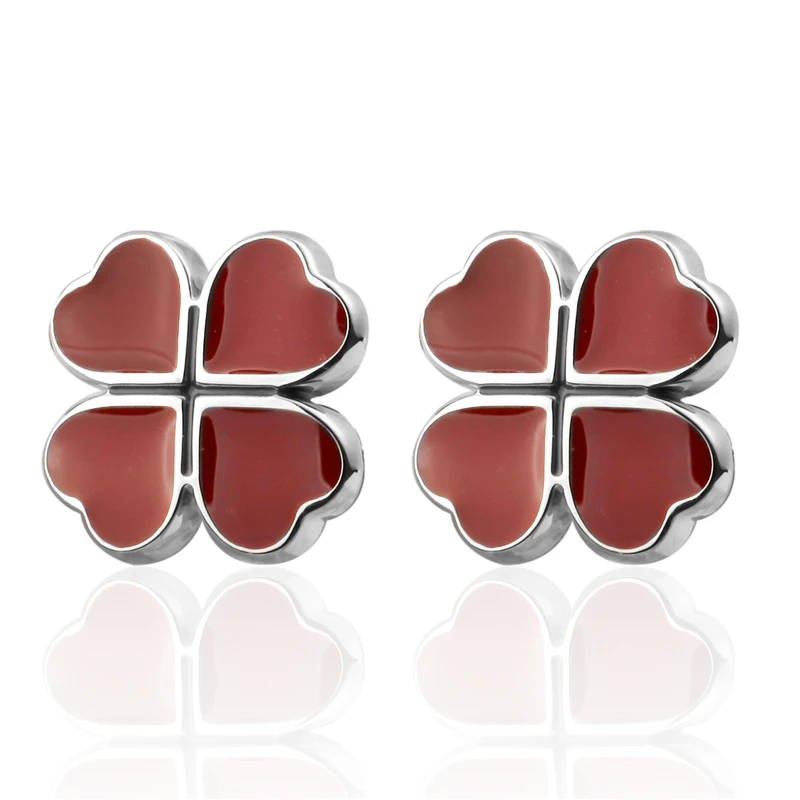 

Fashion men's jewelry French cuffs cufflinks red enamel clovers cufflinks