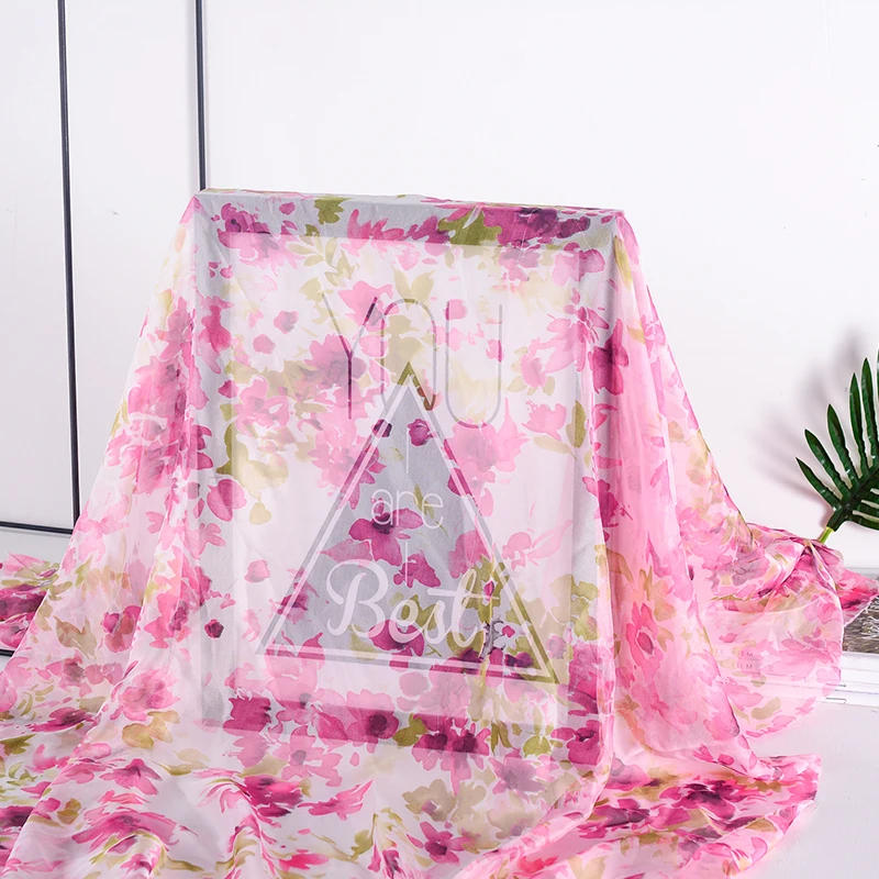 ZYFMPTEX 30D 150 см x 200 шифоновая ткань с цветочным принтом Красивая Высококачественная