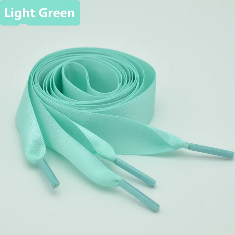 Light Green 22-дюймовый Цвет 2 см Ширина шелковая лента атласная шнурки 80/100/120/140/160 см Длина кроссовки спортивная обувь со шнуровкой Прямая - Цвет: Light Green