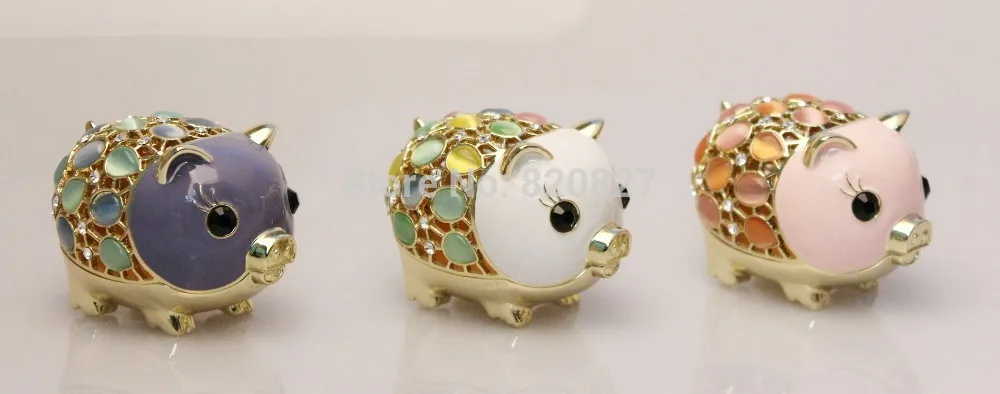 Свинья свинка шкатулка для драгоценностей с инкрустированными кристаллами