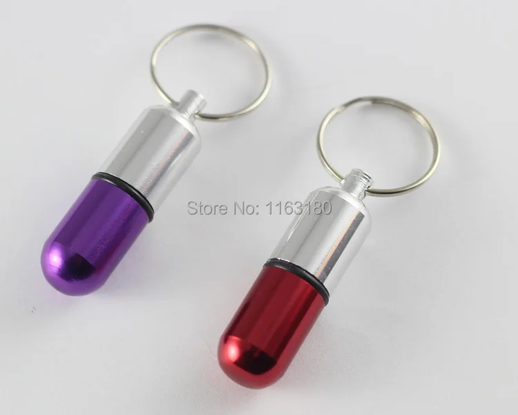 120 шт./лот мини алюминиевый контейнер для таблеток Держатель Брелок Рекламный