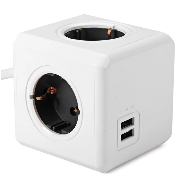 Allocacoc, ЕС переходник для розетки, удлинитель, розетка с usb удлинитель пробка 4 гнезда, умный блок питания, адаптер, 2 USB, 5 В, 2.1A, зарядный порт, для дома, офиса, зарядка