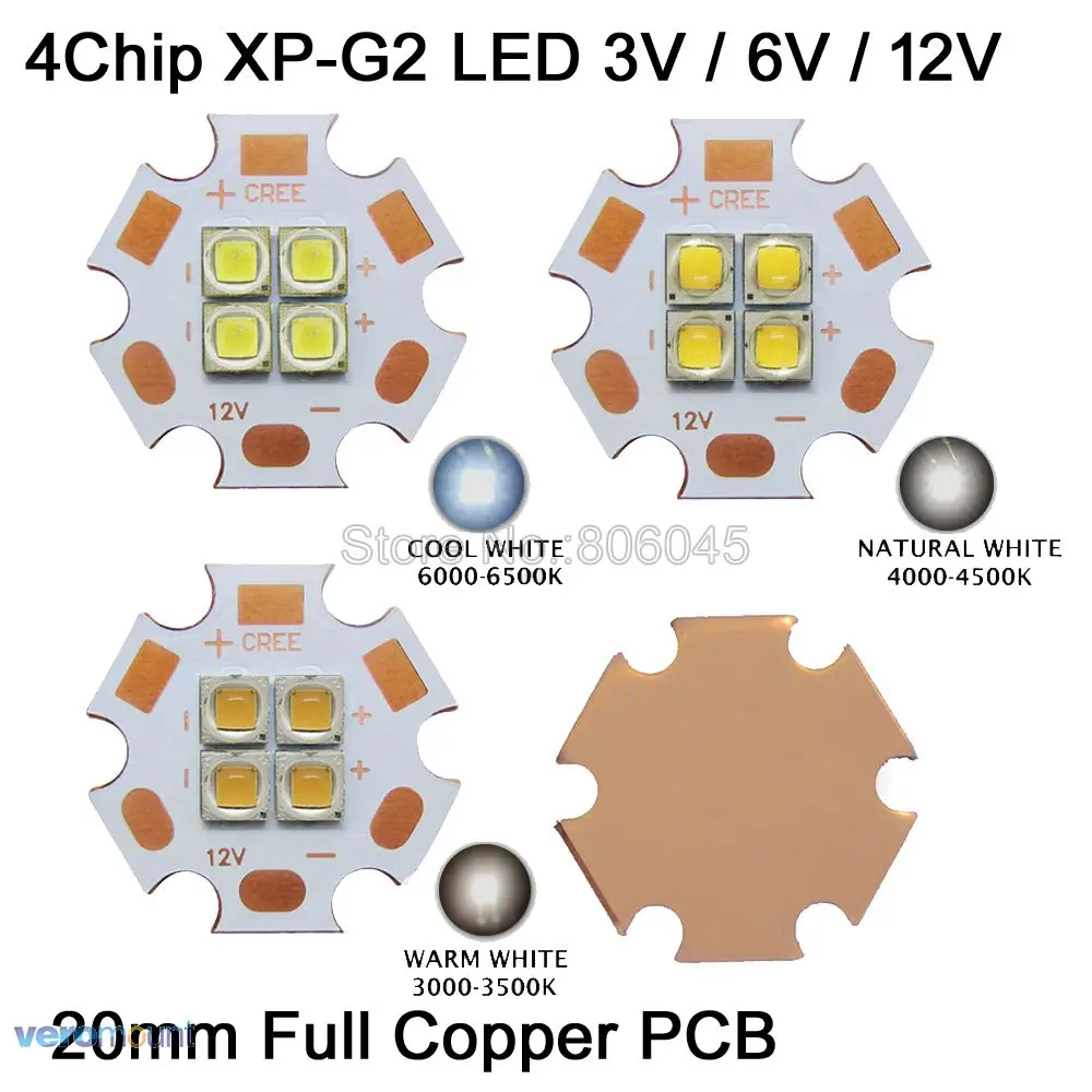 Светодиодный излучатель высокой мощности Cree XPG2 5 шт. 3 в 6 12 В 4 светодиода холодный