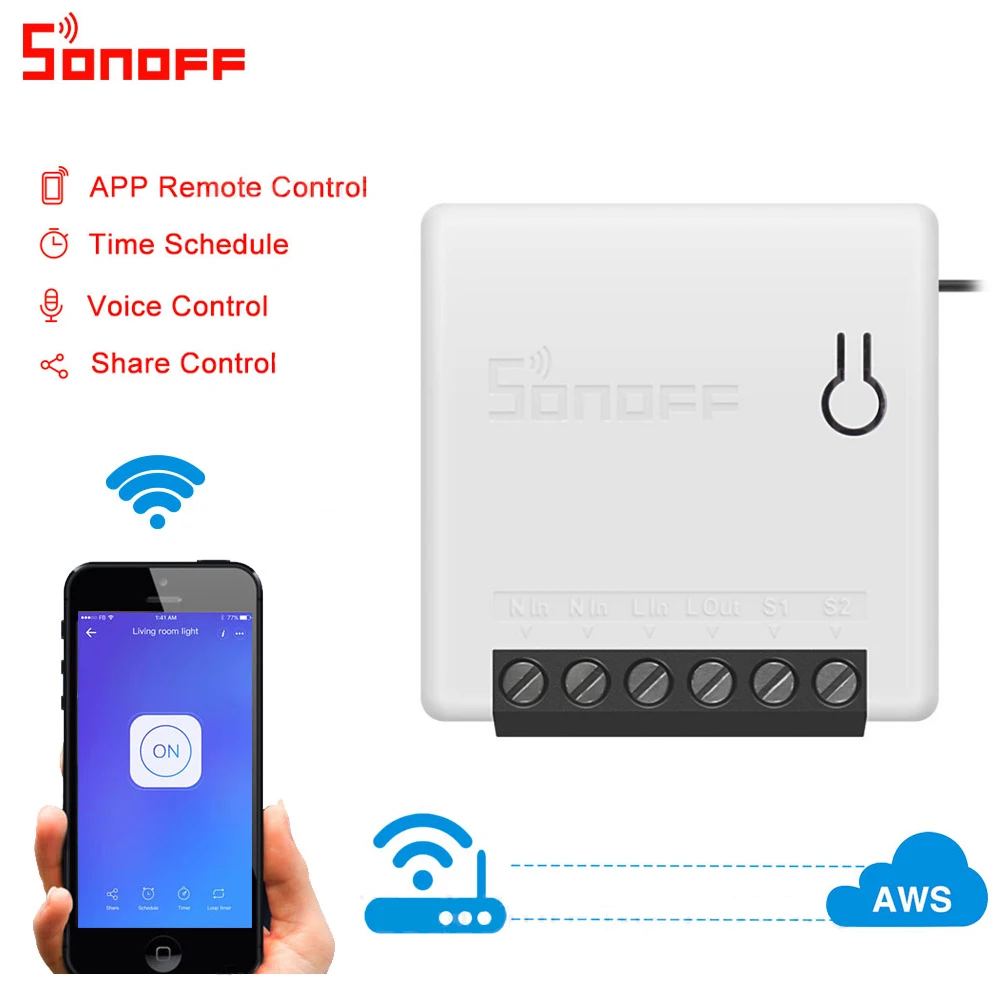 Новый умный мини-переключатель Sonoff DIY с пультом дистанционного управления Wi-Fi