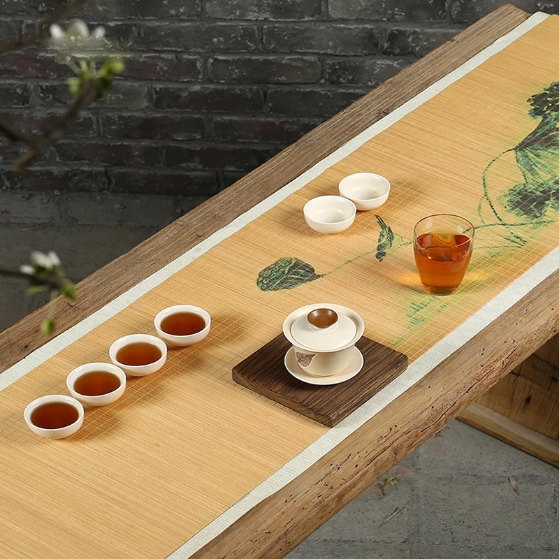 Японский креативный Zen ручной рисунок винтажный Бамбуковый стол бегуны чайные