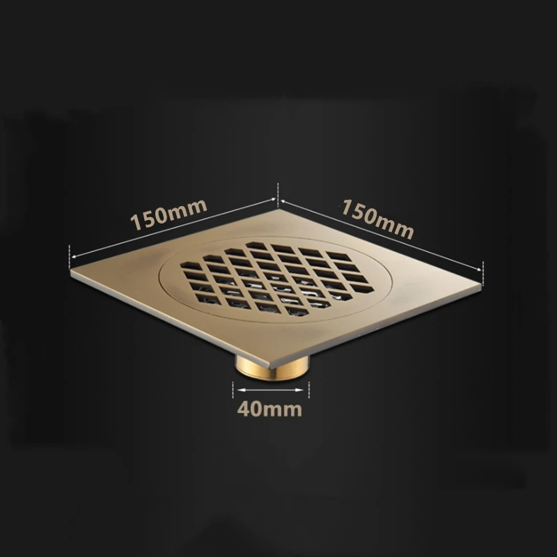 Drains Euro Style Antique Brass Bathroom Shower 15*15cm Floor Drain Wire Strainer Art Carved Cover Waste | Обустройство дома