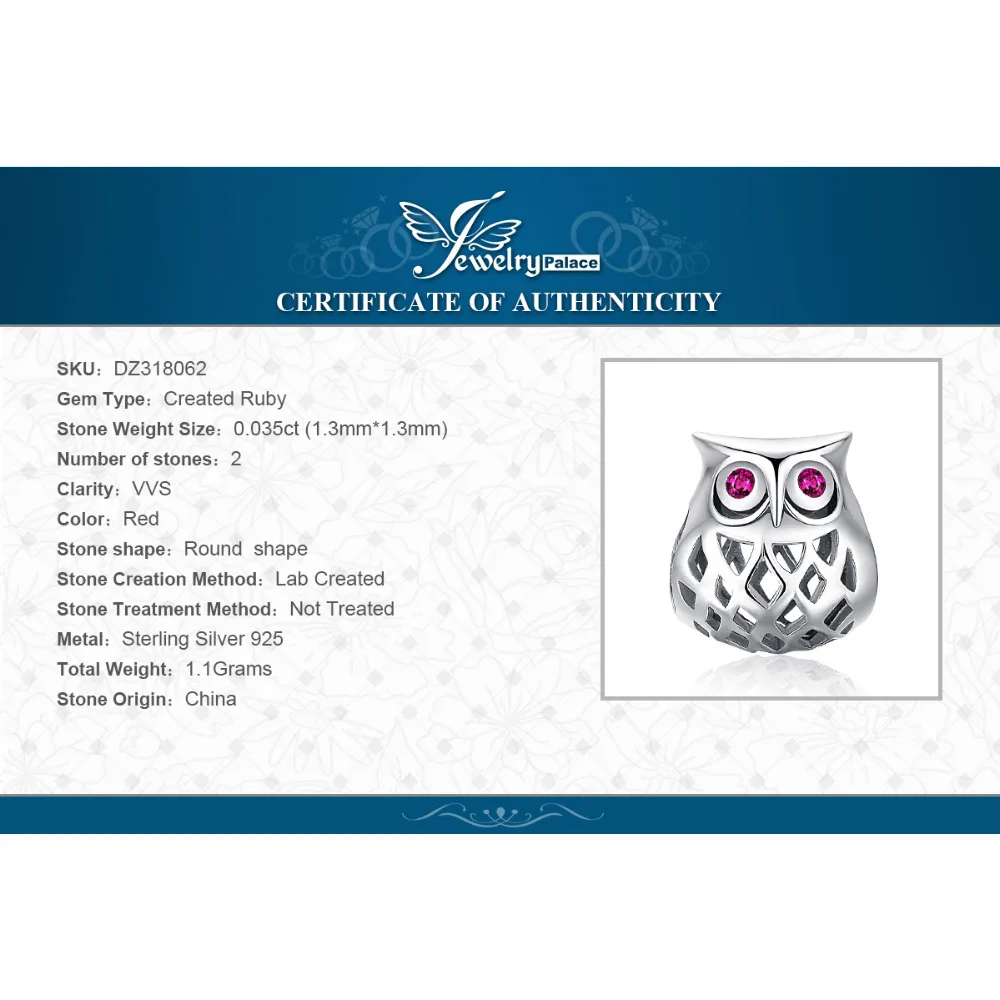 

JewelryPalace 925 Sterling Silver Hollow Owl Beads Charms Silver 925 Original Fit Bracelet Silver 925 original Jewelry Making