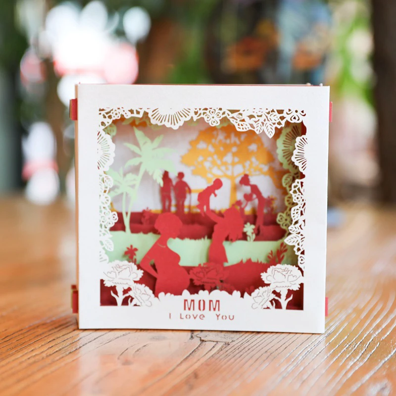 3D лазерная резка ручной работы для мам я люблю тебя бумажные поздравительные