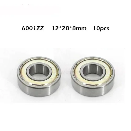 

10pcs High-quality ABEC-1 6001ZZ 6001zz 6001Z 6001Z deep groove ball bearing 12*28*8mm 6001zz bearing 6001 bearing