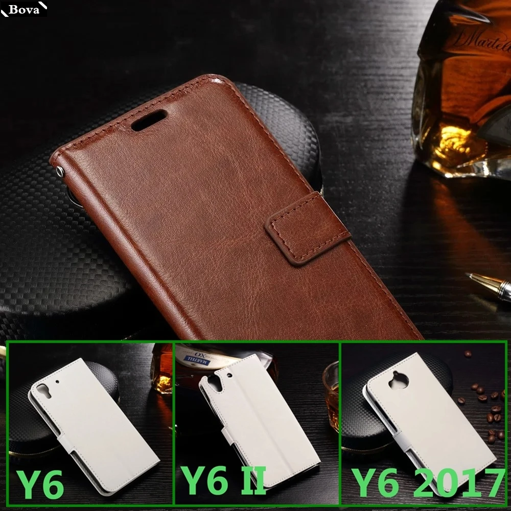 Держатель для карт крышка чехол для huawei Y6 Y6 II Y6 Prime чехол для телефона из искусственной кожи с откидной крышкой