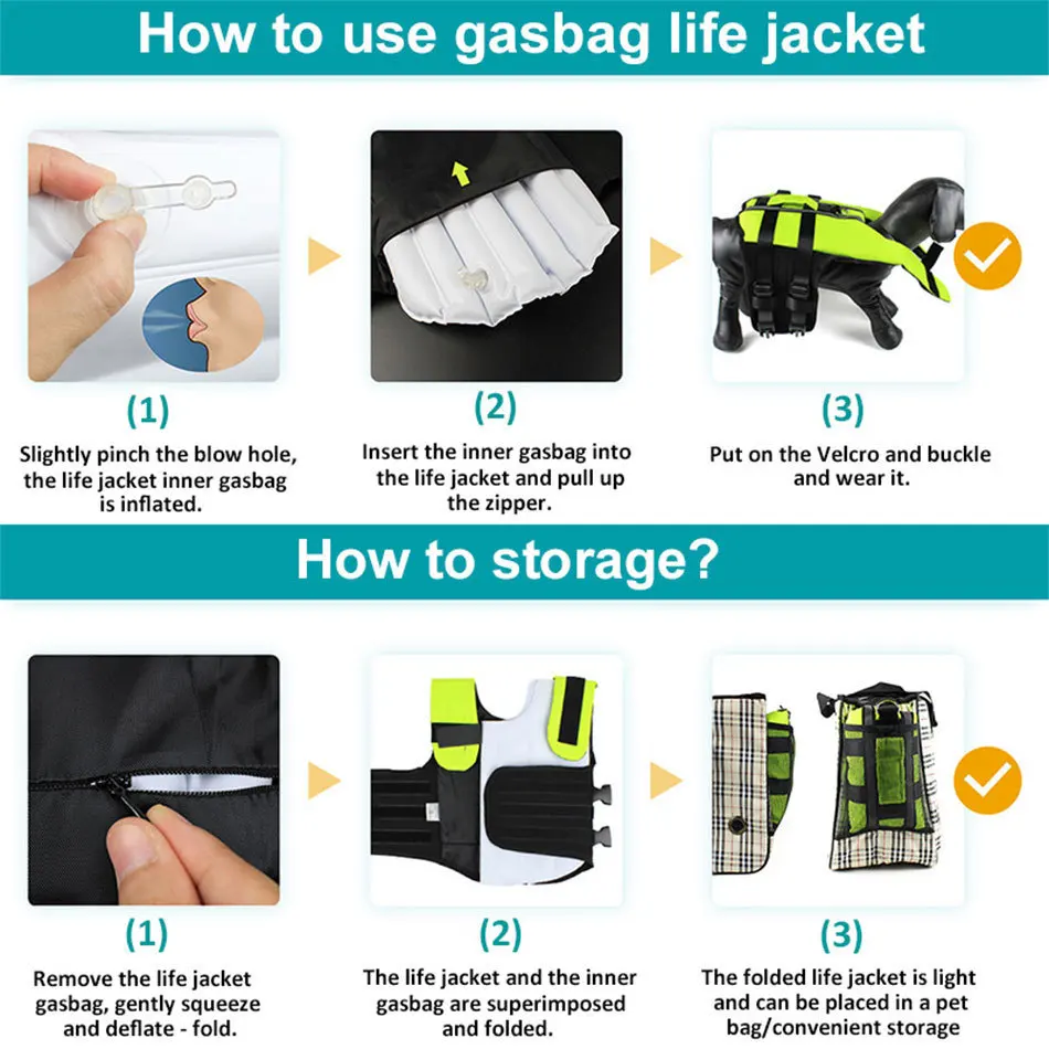 RFWCAK Pet летняя куртка для собаки светоотражающие жилеты безопасности Pet Gasbag Спасательная куртка надувной складной купальный костюм Купальники Одежда для собак