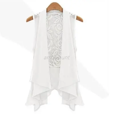 Sexy Women Chiffon Lace Tank Tops Plus Size Sleeveless Cardigan Vest | Женская одежда