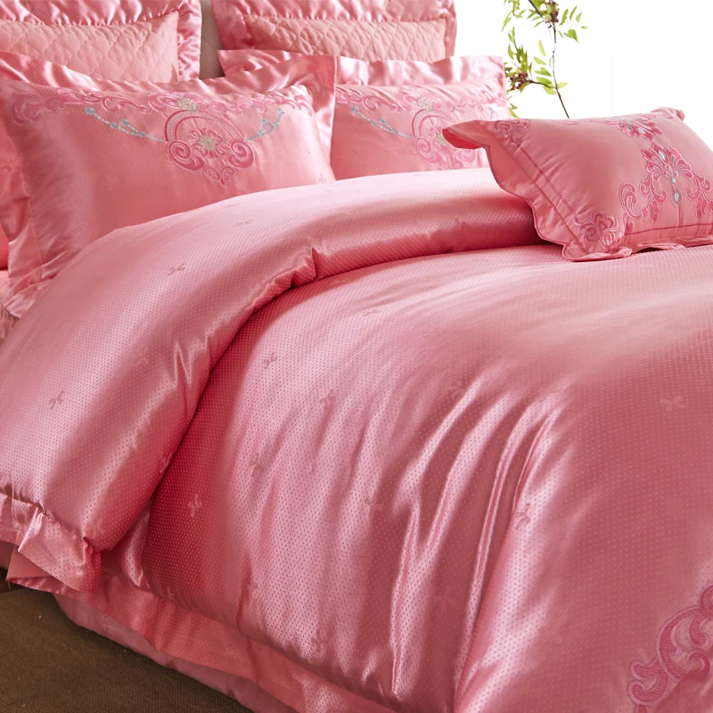 New Silk Cotton Jacquard Garden Wedding Luxury Bedding set Duvet Cover Embroidery Bed Sheet Pillowcases Queen King size 4/6/7pcs | Дом и сад