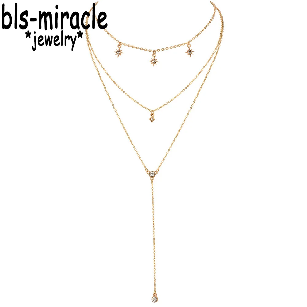 Bls miracle бохо звезда кристалл многослойное ожерелье с подвеской женские