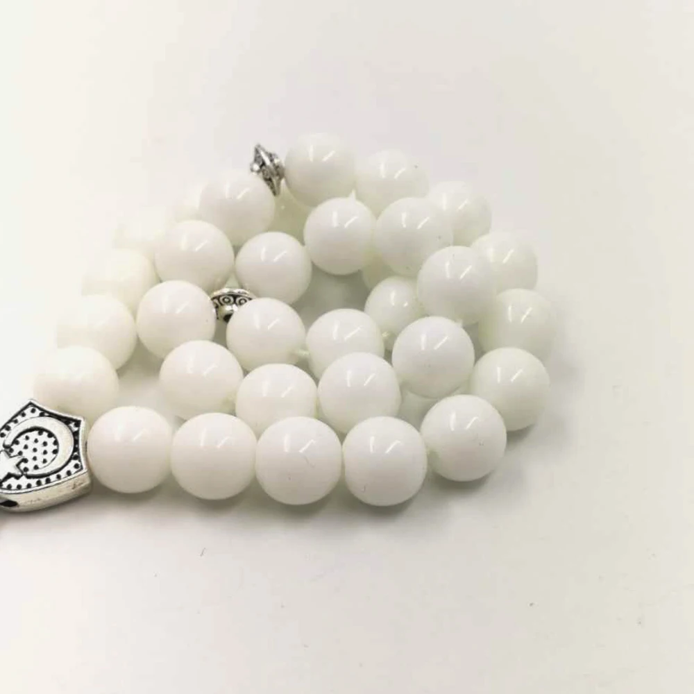 Белый tasbih мусульманский Четки Молитва бусины 33 66 99 белый камень Misbaha | Украшения и