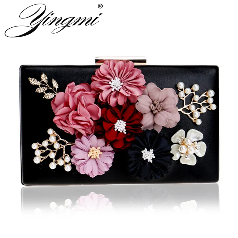 YINGMI вечерняя сумка клатч с цветами и кристаллами конверт на цепочке плечо