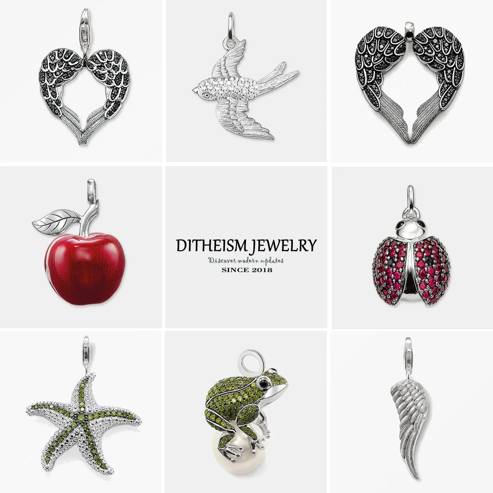 

Pendant Swallow Heart Wings Apple Ladybug Starfish Frog 925 Sterling Silver Fine Jewelry Romantic Gift For Women Fit Necklace