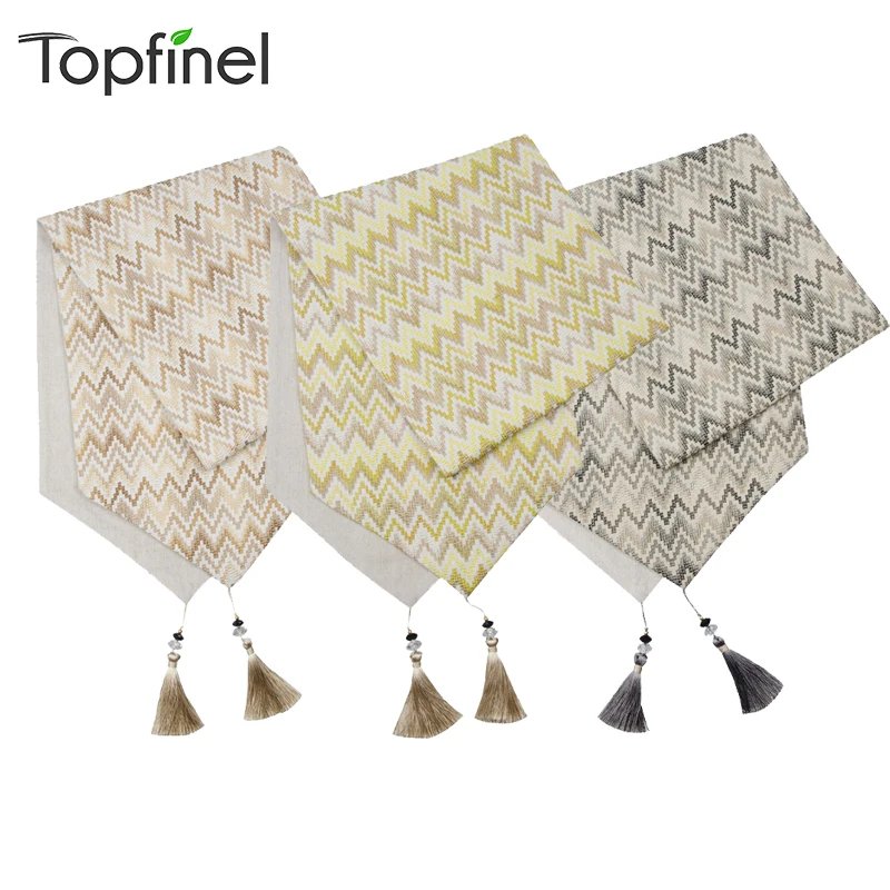 Topfinel, градиентные, современные, волнистые скатерти, ткань, хлопок, с кисточками, украшение для столовой, для свадьбы, ужина, вечерние, коричневого цвета