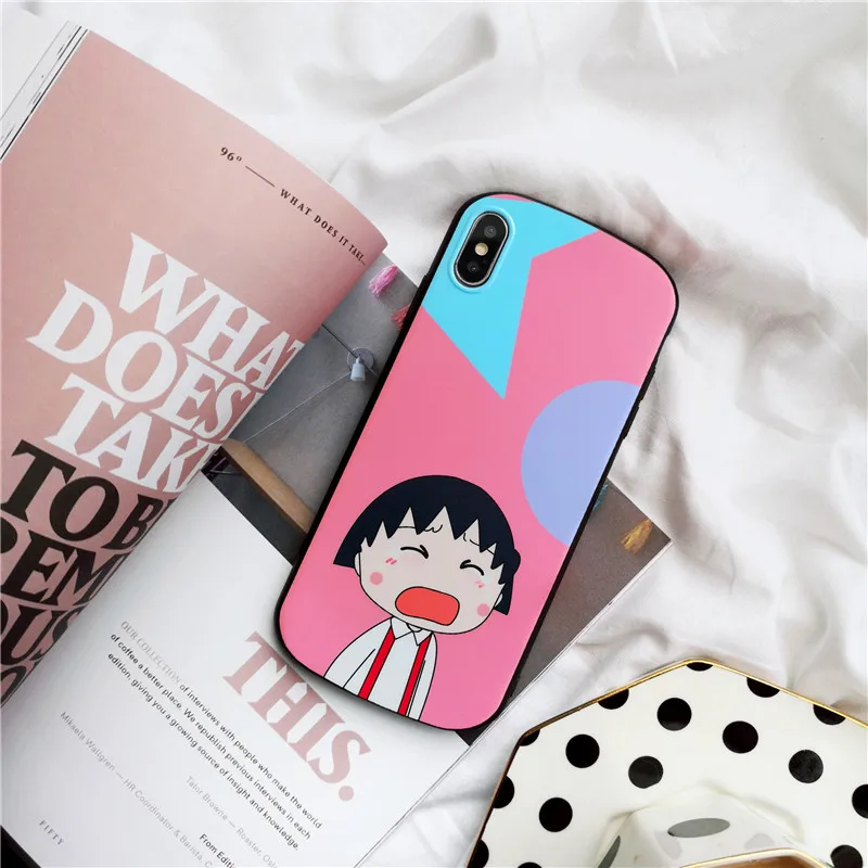 Розовый мультяшный милый рисунок Chi-bi Maruko мягкая оболочка чехол для телефона Apple