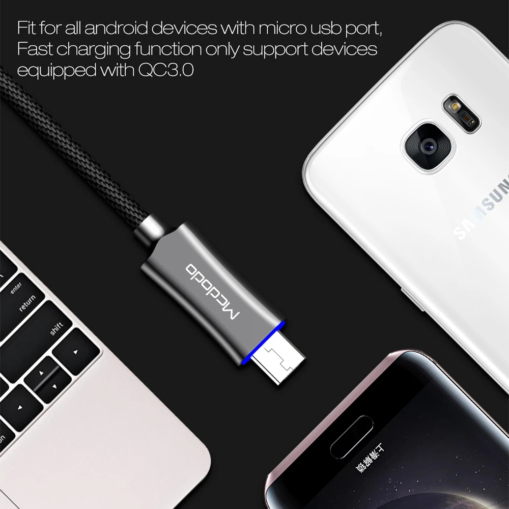 Mcdodo Micro USB кабель QC3.0 быстрой зарядки нейлоновый usb для и синхронизации данных Samsung
