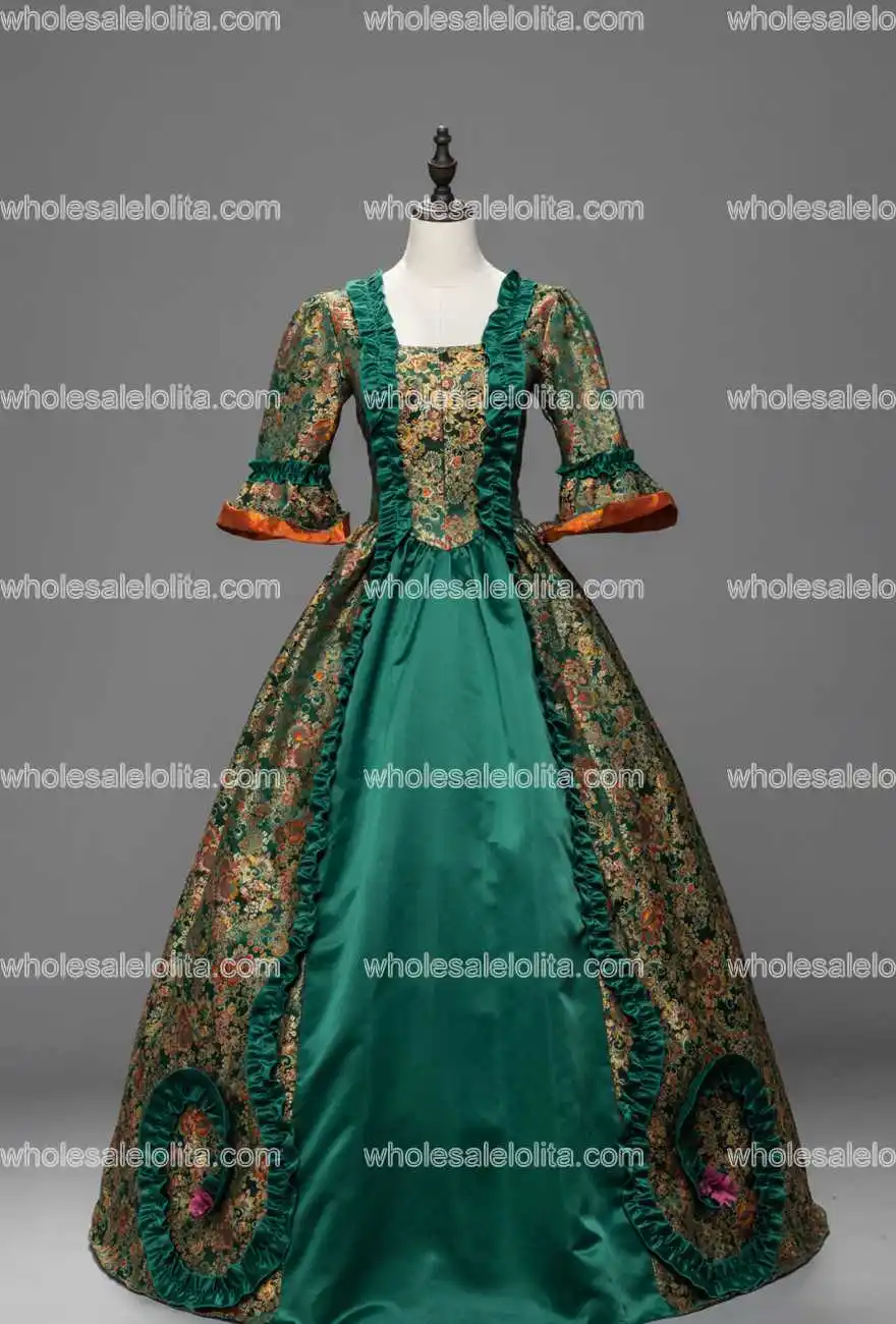 Зеленые платья Marie Antoinette Renaissance бальное платье Театральный Костюм Rococo|costume