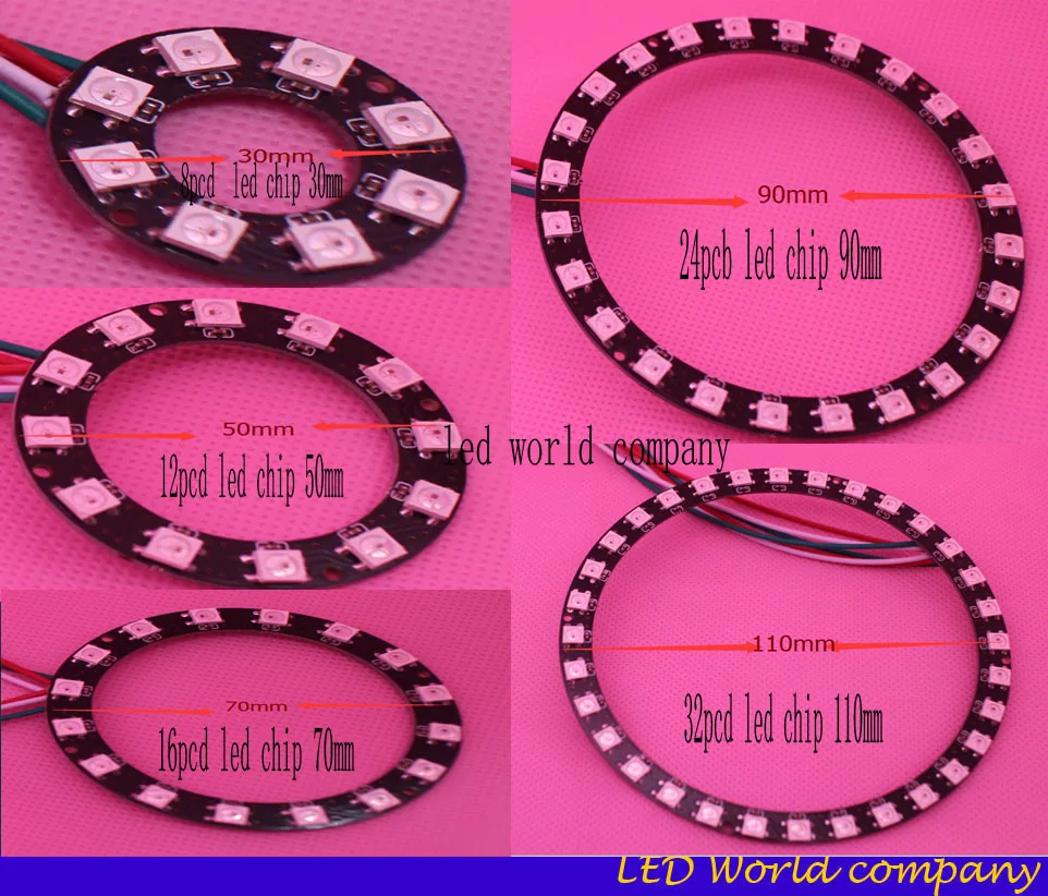 Бесплатная доставка WS2812 5050 RGB LED 1 8 12 16 24 32 93 бит светодиодов светодиодная