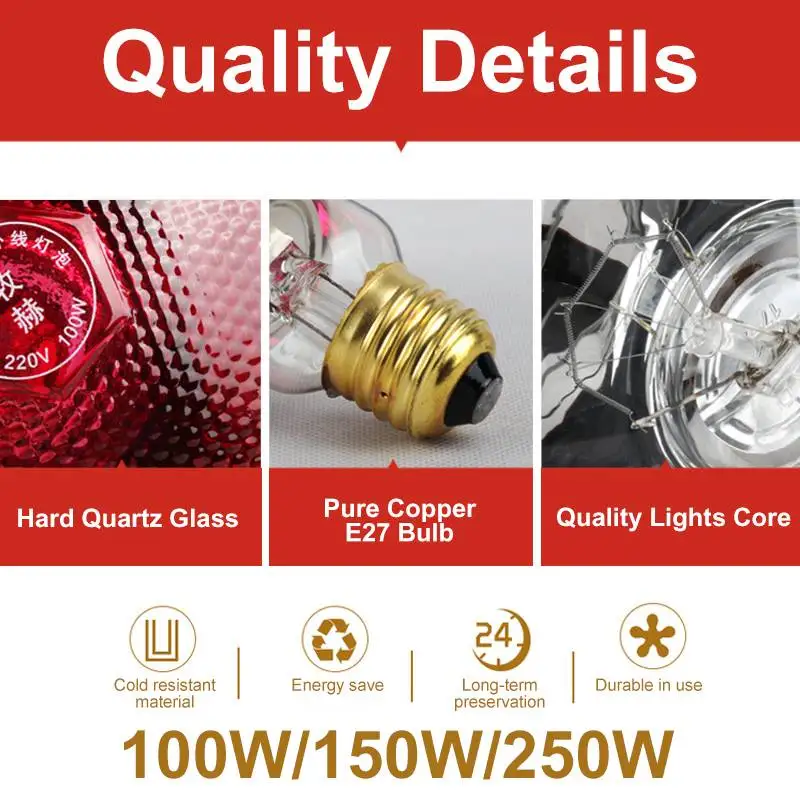E27 100/150/250W утолщение смарт-лампа теплоты легкого применения освещение для фермы Термальность сохранение свинья курица лампа теплоты легкого применения с инфракрасным излучением светодиодный люк с рисунком собачки и котика