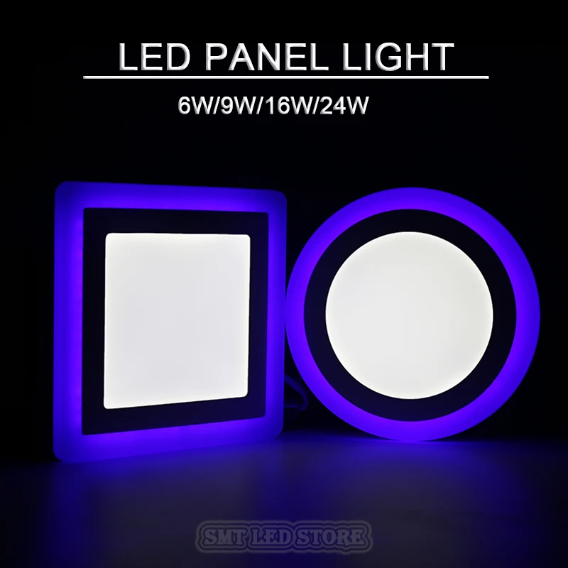 

2021 9W 16W 24W Square Led Panel Light Surface Mounted led Downlight doulble color 85-265V lampada led lamp Blue+White