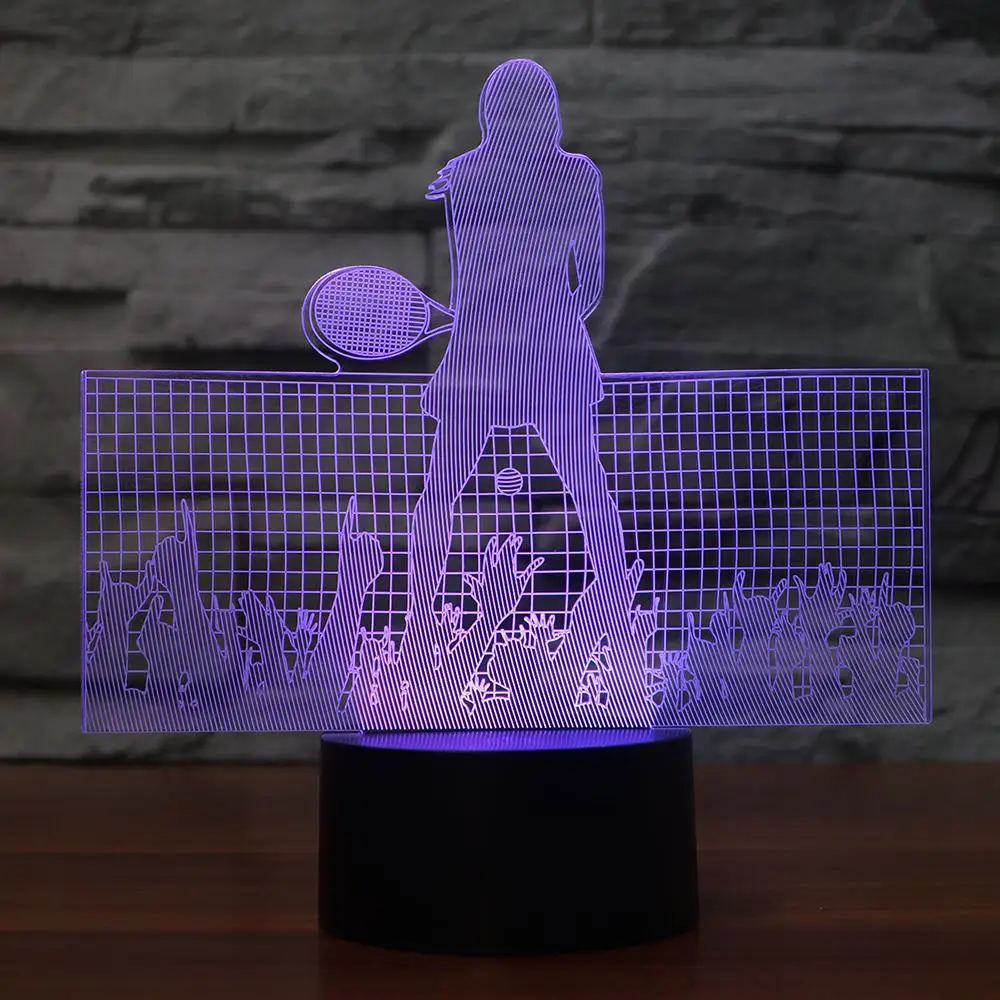 3D светодиодный теннисисткой настольная лампа USB визуальный Luminaria прикроватная
