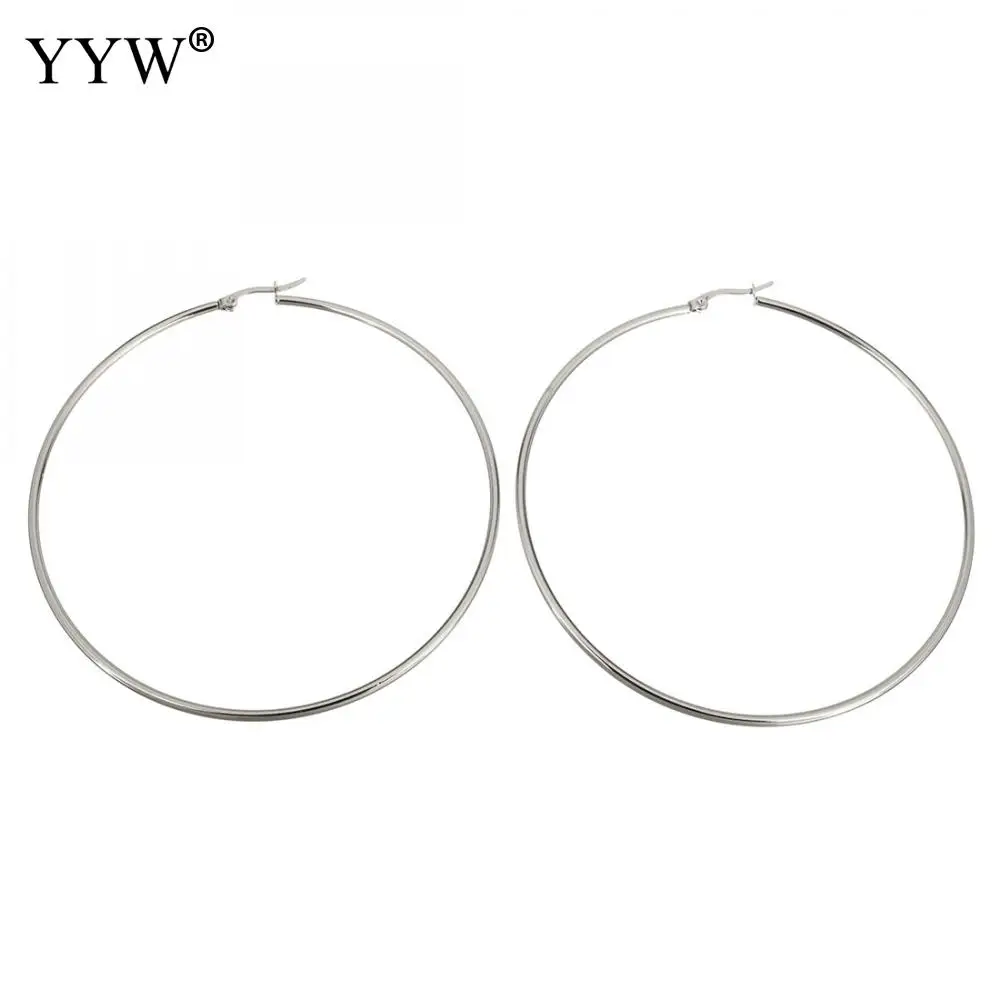 

Stainless Steel Hoop Earring for woman original color 90x92x2mm Sold By Pair