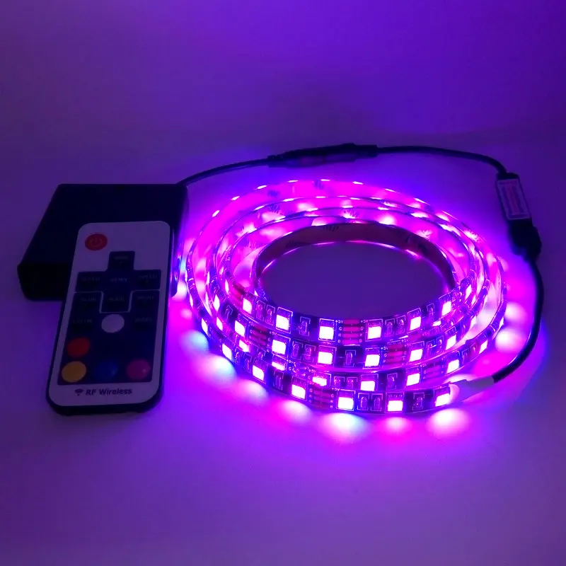 Светодиодная лента на батарейках 5050 RGB 5 В черная фотолампа с батарейным блоком +