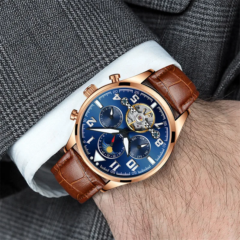 

2019 new HAIQIN automatic tourbillon men watch top brand luxury fashion clock waterproof mechanical men's watches reloj hombre