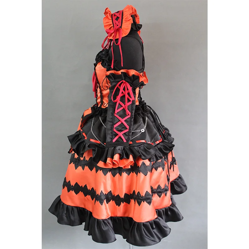 Индивидуальный заказ Аниме COS DATE A LIVE Tokisaki Kurumi косплей костюм полный костюм платья+ головной убор+ шейный платок любой размер