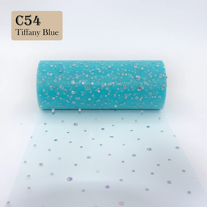Sequin-C54 Тюль рулон 15 см 25 ярдов органза свадебное украшение из ткани детский душ тюль рулон катушка Туле DIY ремесло день рождения принадлежности - Цвет: Sequin-C54