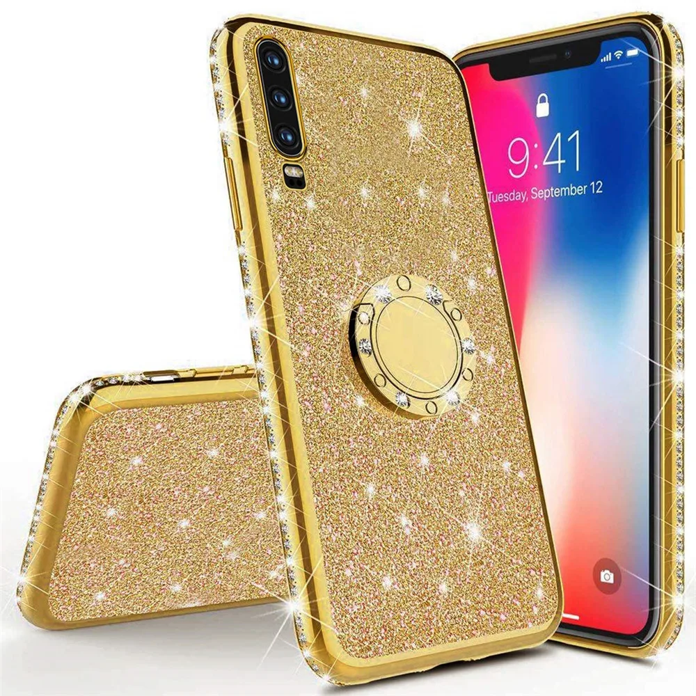 3D с бриллиантами блестящий сверкающий мягкий чехол для samsung Galaxy A50 A70 A30 A10 A7 S8 S9 S10e S10 Plus Note 9 8 может служить в качестве автомобиля с кольцом-держателем