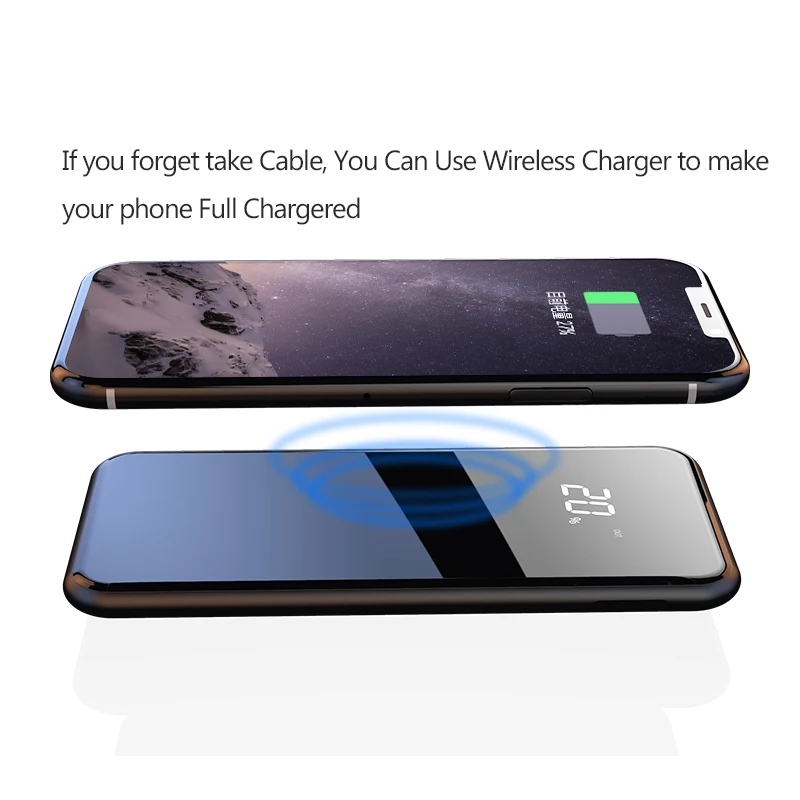 Qi Беспроводное зарядное устройство с двумя портами USB Power Bank для iPhone 8/X Samsung S8 5V/2.1A