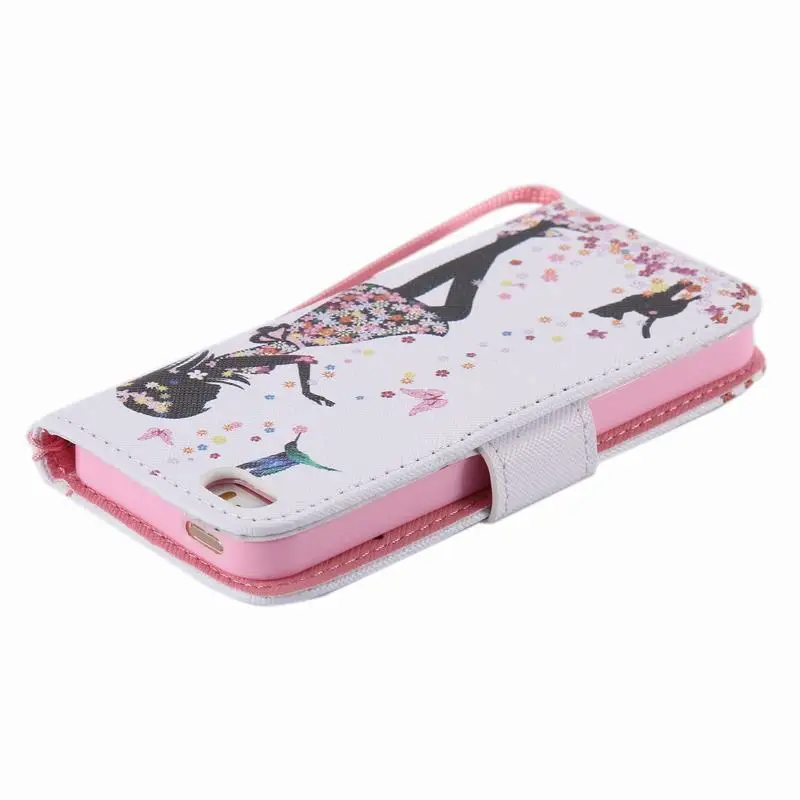 Для Coque iPhone 5S Чехол кожаный кошелек флип-чехол для телефона Apple iPhone 5 5S SE чехол милый мультяшный аниме Кот для девочек флип-чехол