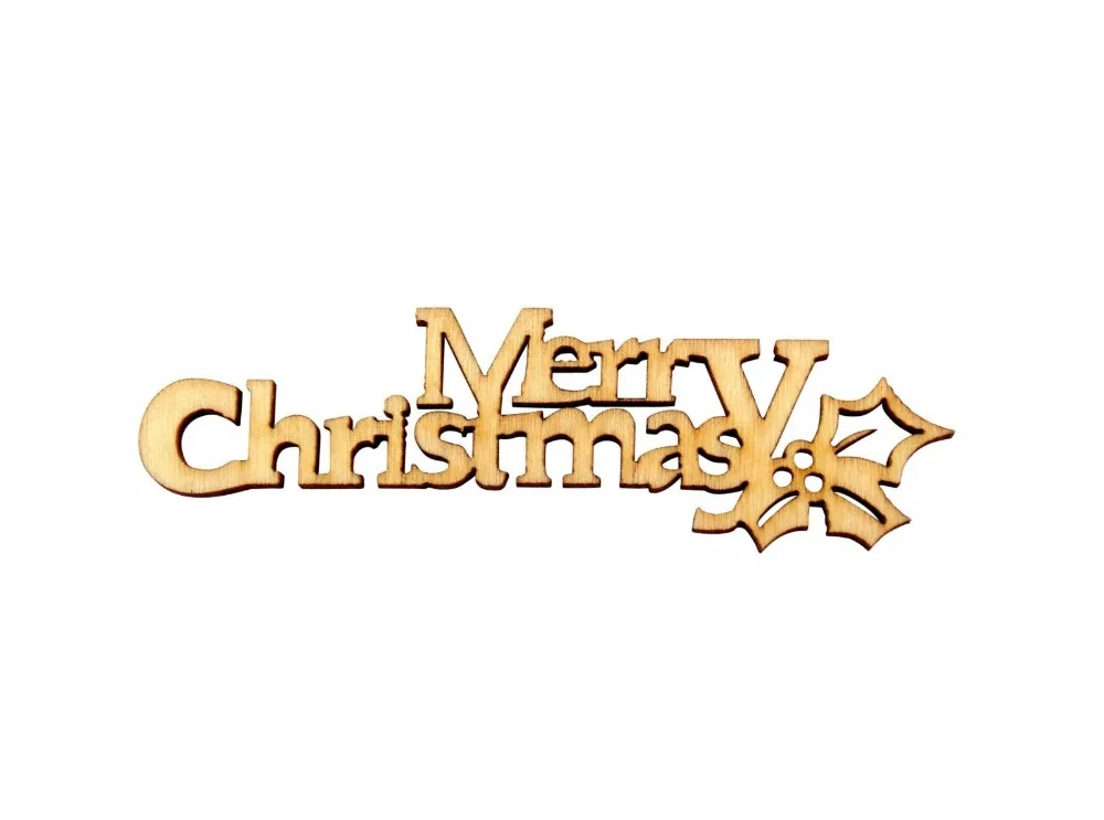

30pcs 92x24mm Rustic Wooden Merry Christmas Plaques Crafts Scrapbook Confetti Xmas Table Decorations Tags