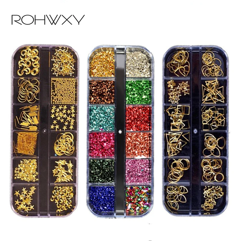 ROHWXY 1 коробка для маникюра, украшения для ногтей, принадлежности для ногтей, все для дизайна ногтей, аксессуары, инструменты для 3D дизайна ногтей, ювелирные изделия
