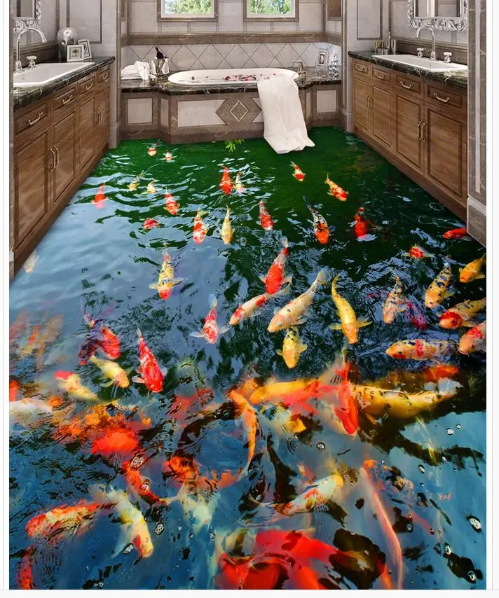 Пользовательские фото самоклеящиеся 3D пол обои для гостиная туалеты Ванная