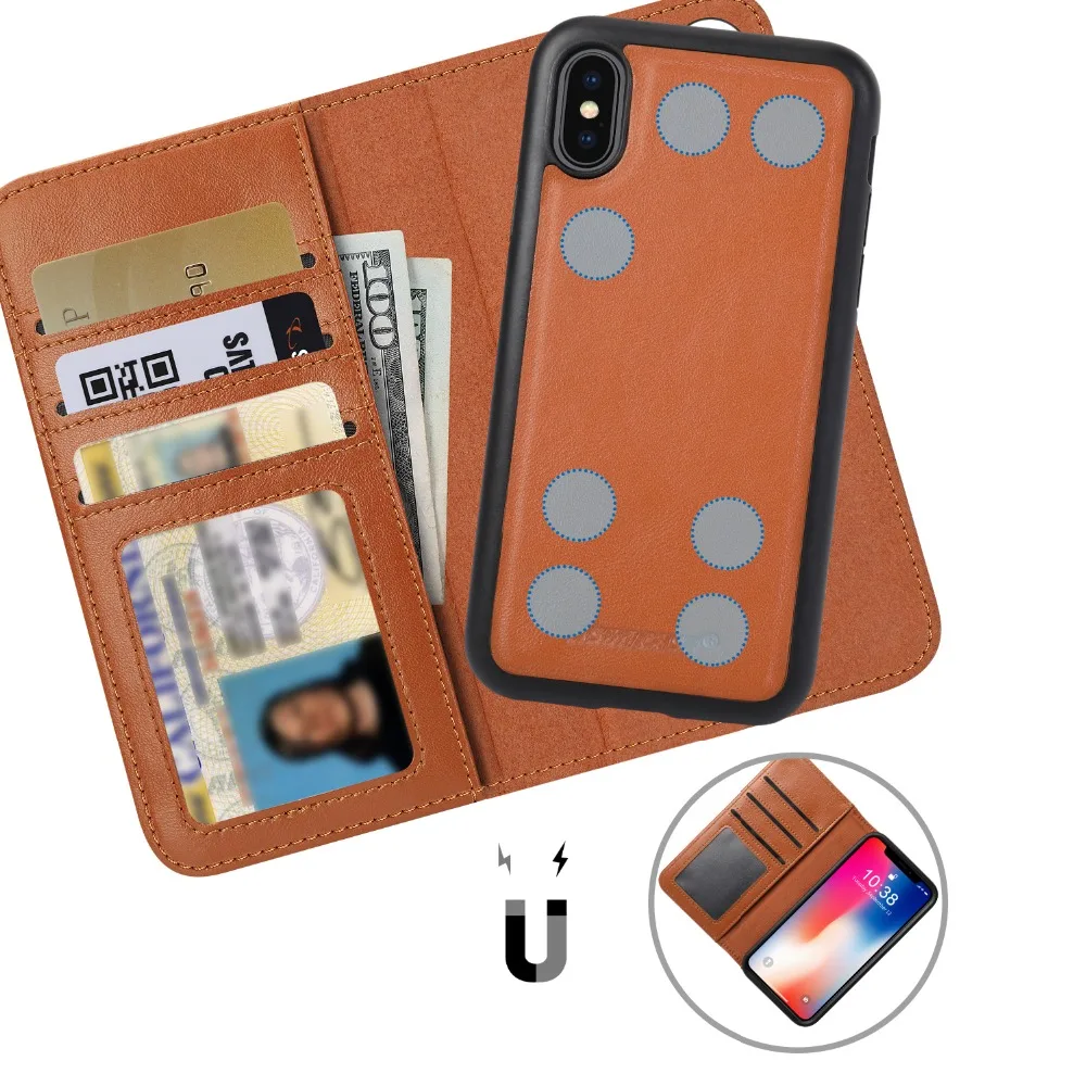 Jisoncase Cover For iPhone X PU Leather Cell Phone Case Card Pocket RFID Blocking Lining Luxury Shell New 2018 |