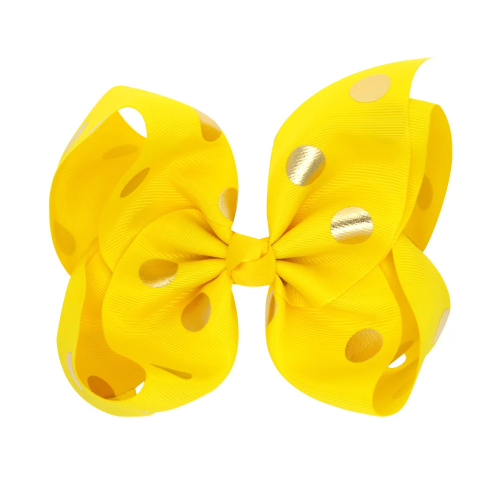 

20pcs 8" Boutique Cute Gold Dot Bow Hairpins Solid Oversize Ribbon Bowknot Hair Clips Fashion Hair Accessories Princess Headwear