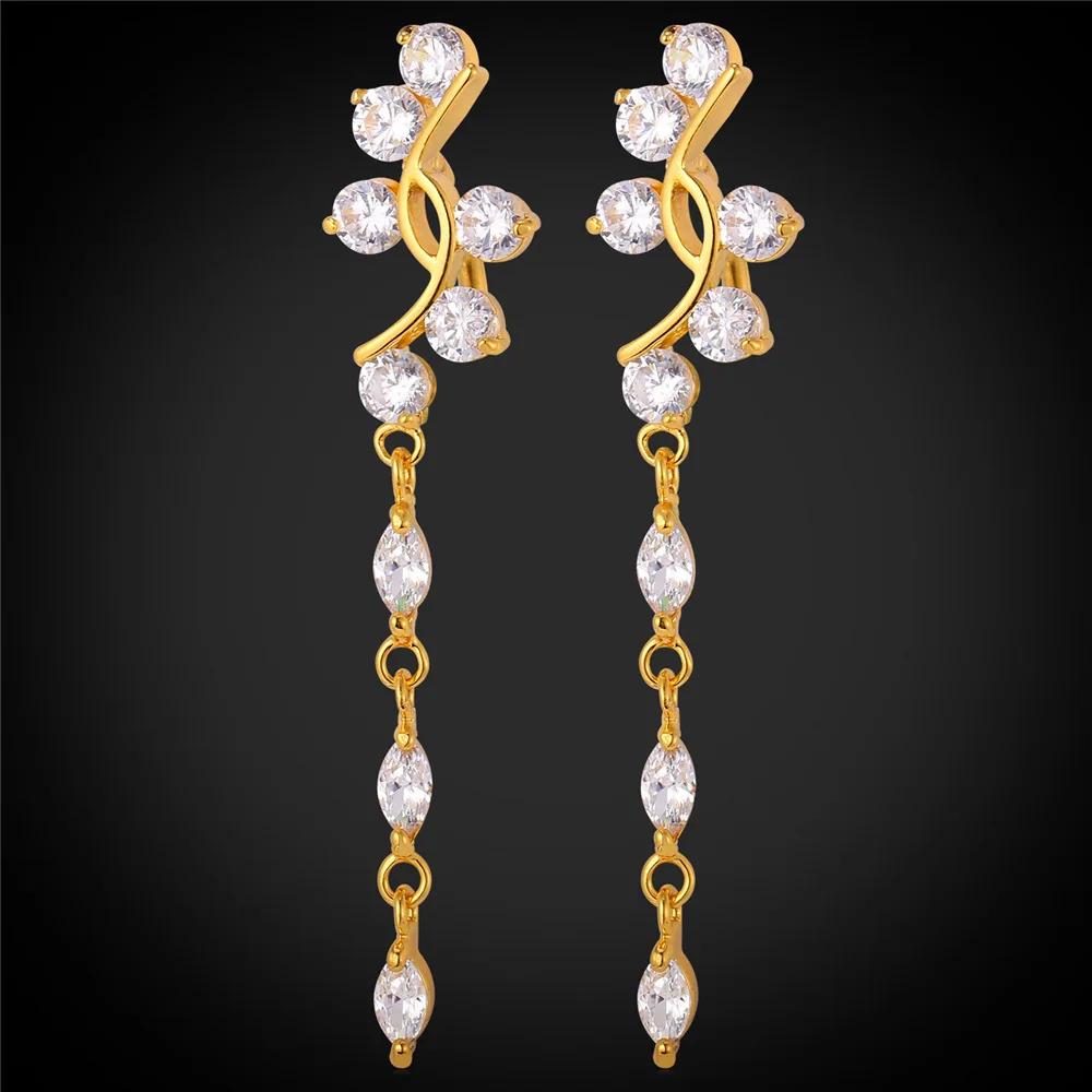 Длинные серьги капли с кристаллами для женщин ювелирные изделия из кубического