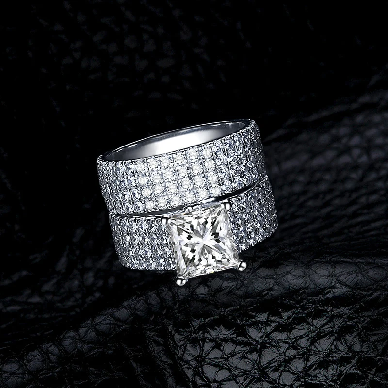 Ainuoshi 3 шт. Для женщин Для мужчин обручальное кольцо Наборы для ухода за кожей Роскошные Любители Романтический подарок серебро 925 обещание украшения палец пара Кольца