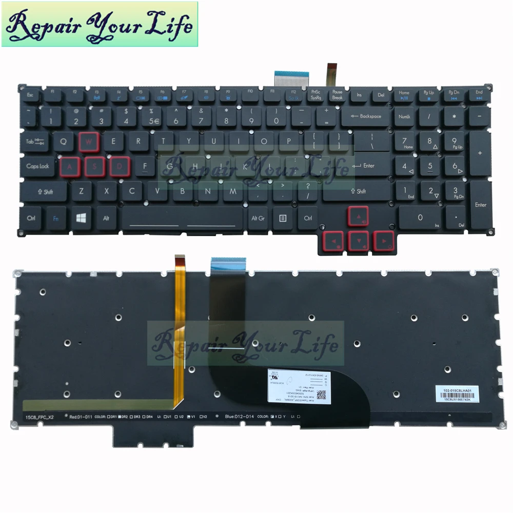 

Клавиатура для ноутбука ACER Predator 17, 15, G5-793, 591R, G9-591, G9-592, 593, G9-791, стандарта США, с подсветкой, 792 оригинальная