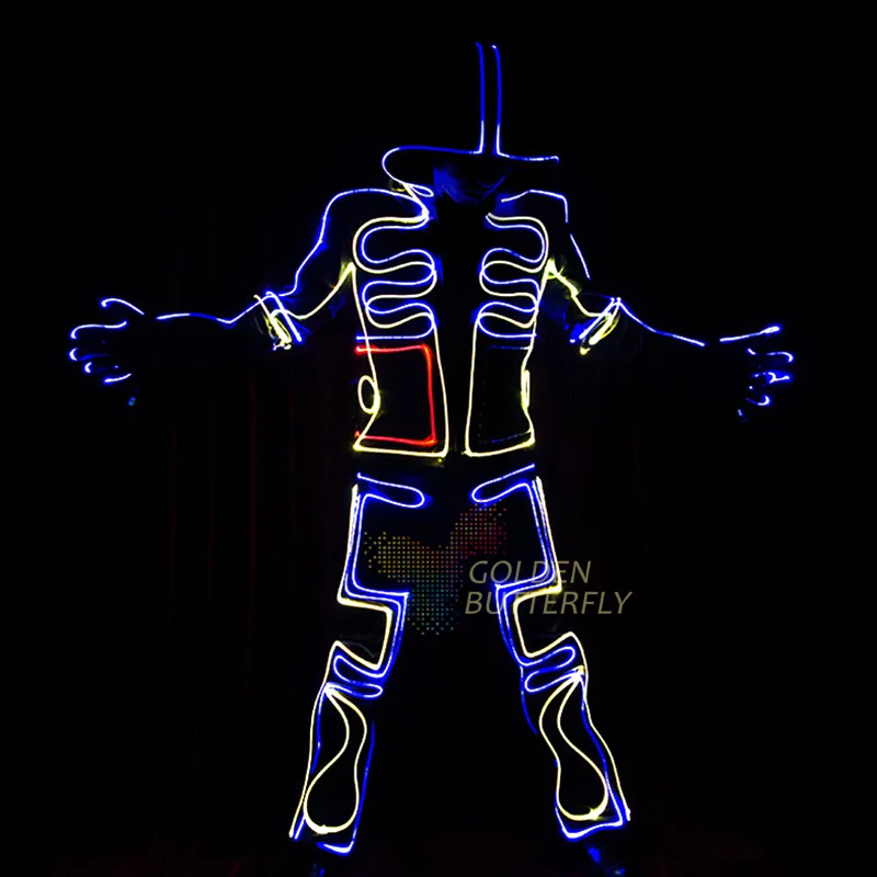 Мужские костюмы со светодиодами светящиеся с капюшоном холодная полоса