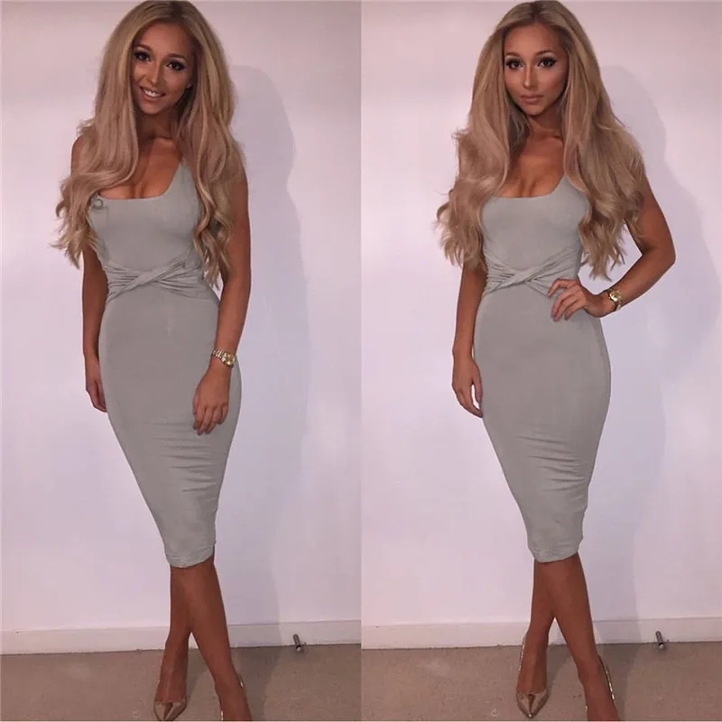 Для женщин Сексуальная бинты Летнее платье без рукавов на бретелях Черный Bodycon