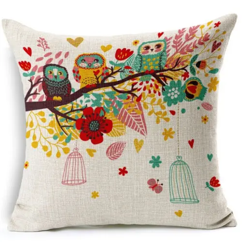 10Owls on the tree HGLEGYWCartoon жира супергероя льняная Подушка Чехол подушки Чехол домашние мягкие комнаты подарки одной стороны печати - Цвет: 10Owls on the tree