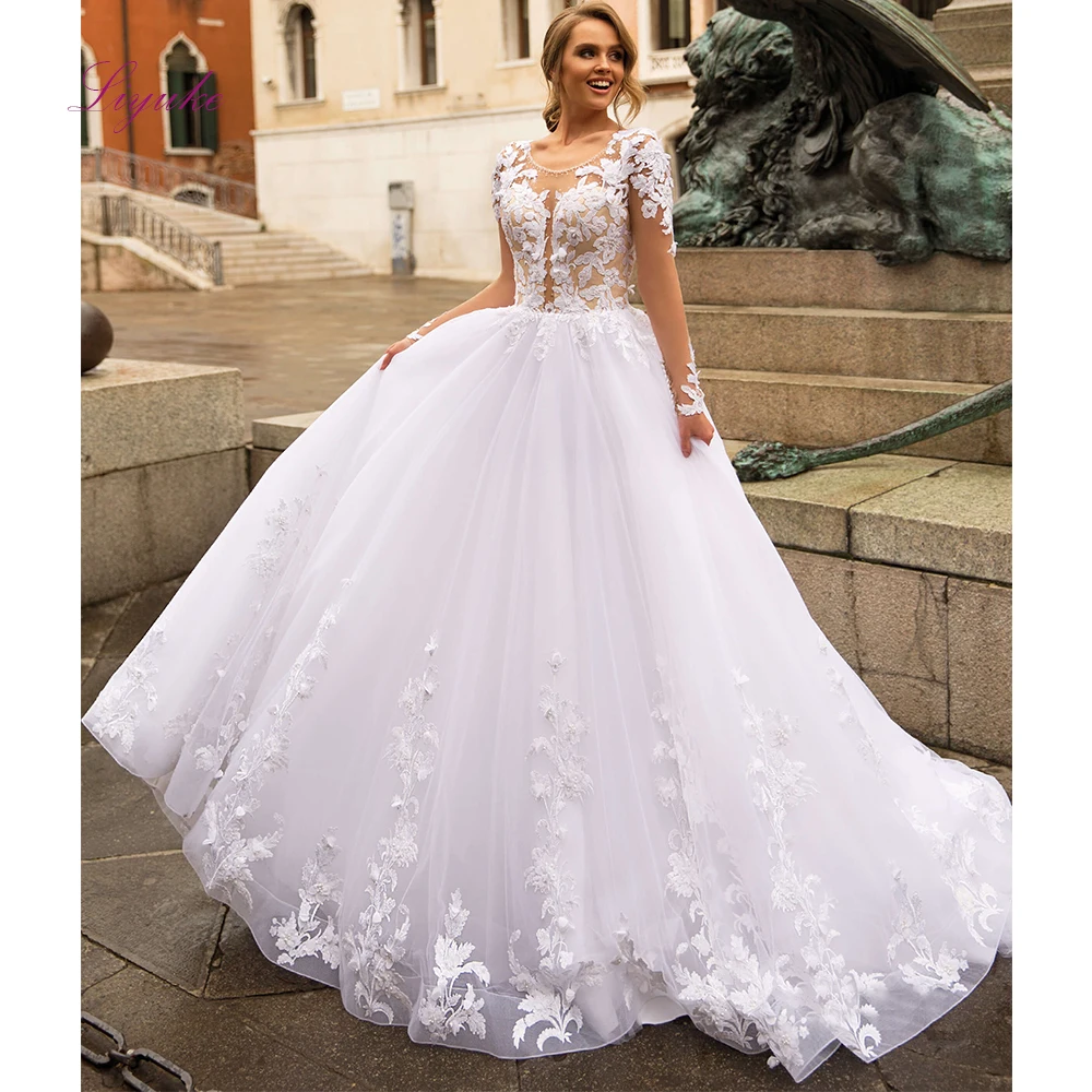 Новое Бальное Платье Liyuke свадебное платье с кружевами бисером и аппликацией