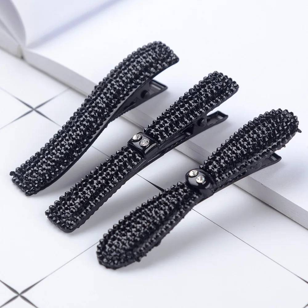 

6 Pcs a lot Hair Duck Alligator Clip Barrettes Fashion Hair Pin Black Covered Girl Hair Accessory Duckbill